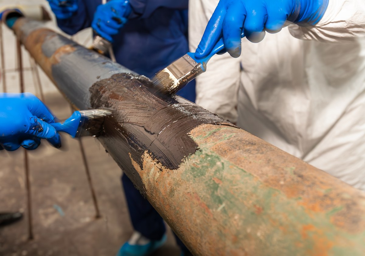 Pipeline being coated